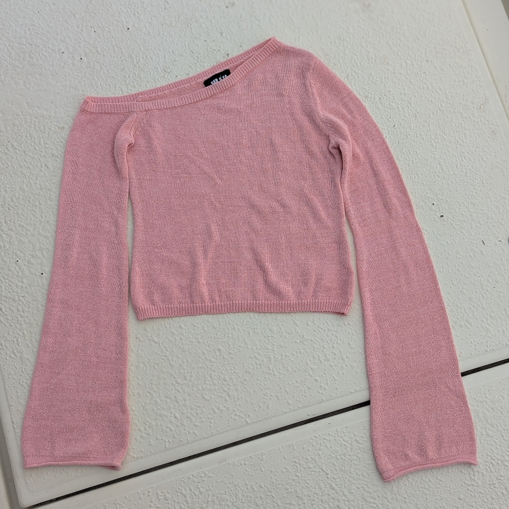 SER.O.YA | Alivia Knit Top Pale Blush Pink Size XL Retrofete Euro Chic Cropped - Picture 5 of 16